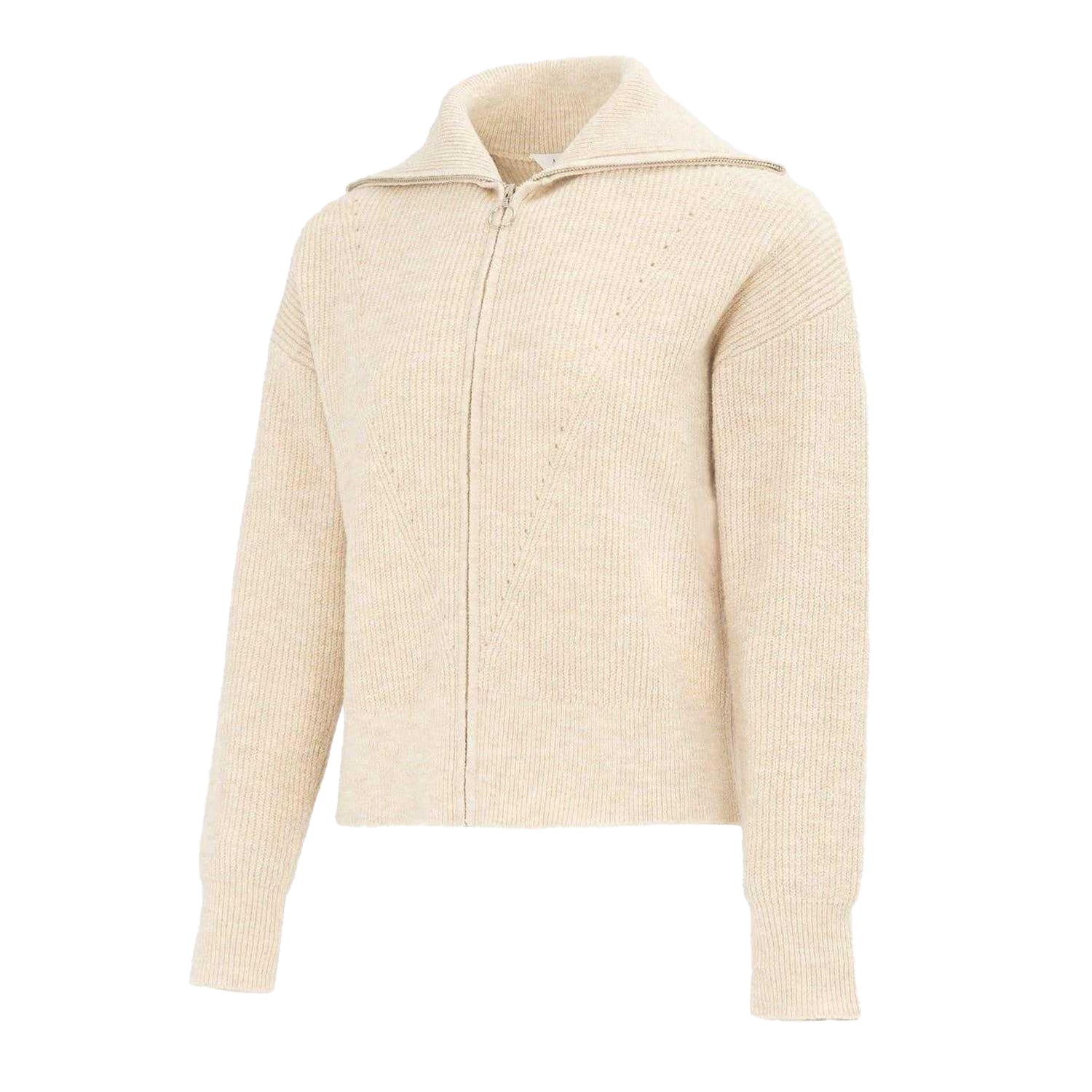 Cream - Side - Miso Womens-Ladies Ribbed Full Zip Regular Casual Cardigan