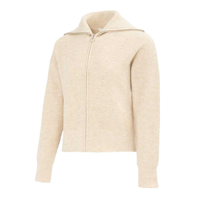 Cream - Side - Miso Womens-Ladies Ribbed Full Zip Regular Casual Cardigan