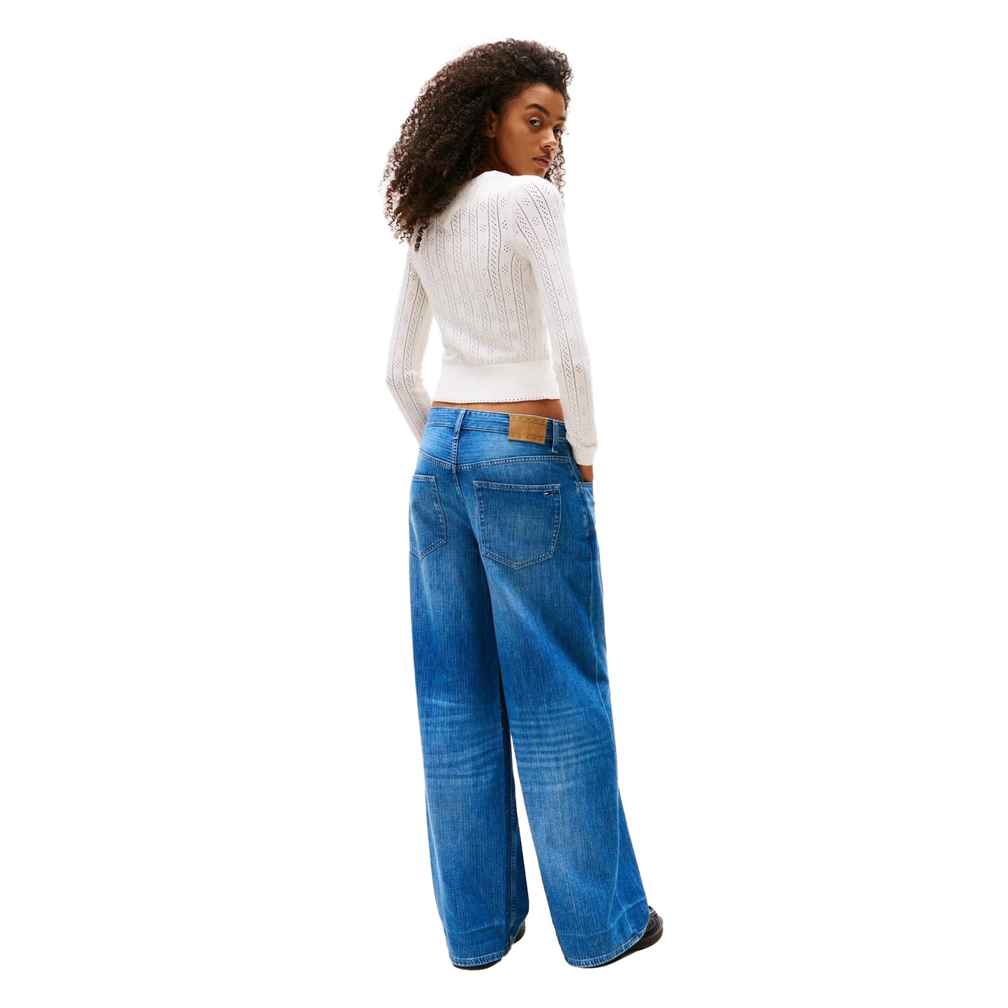 Ecru - Back - Tommy Jeans Womens-Ladies Pointelle Cardigan