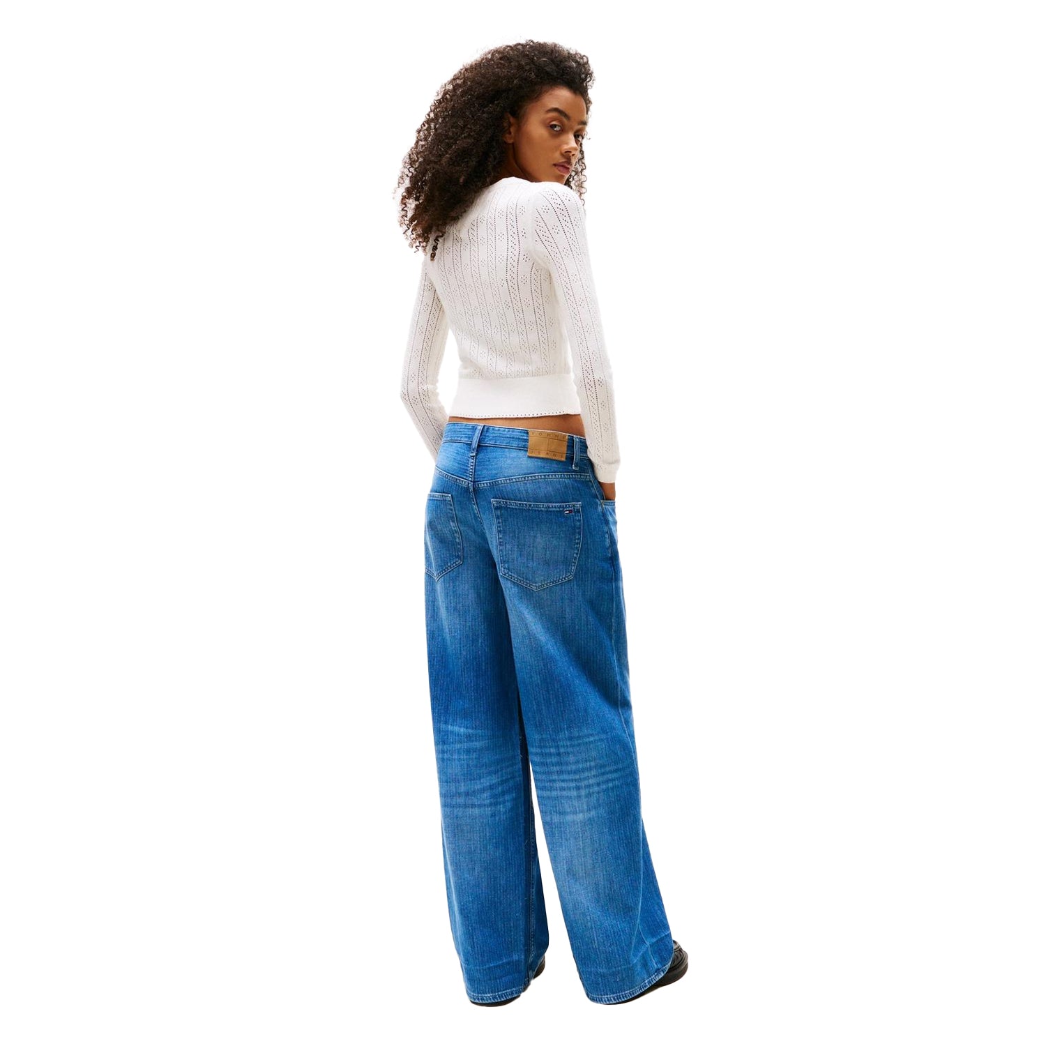 Ecru - Back - Tommy Jeans Womens-Ladies Pointelle Cardigan