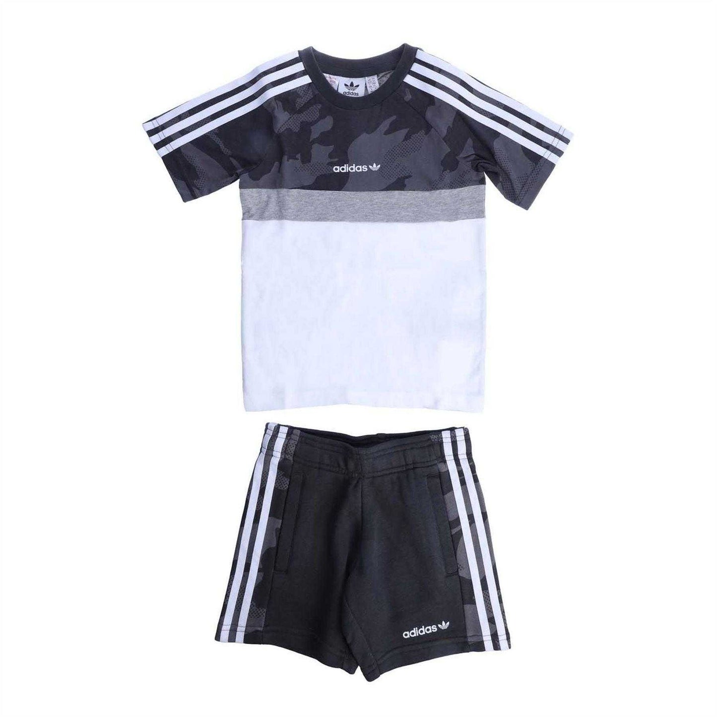 Black - Front - Adidas Childrens-Kids T-Shirt & Shorts Set