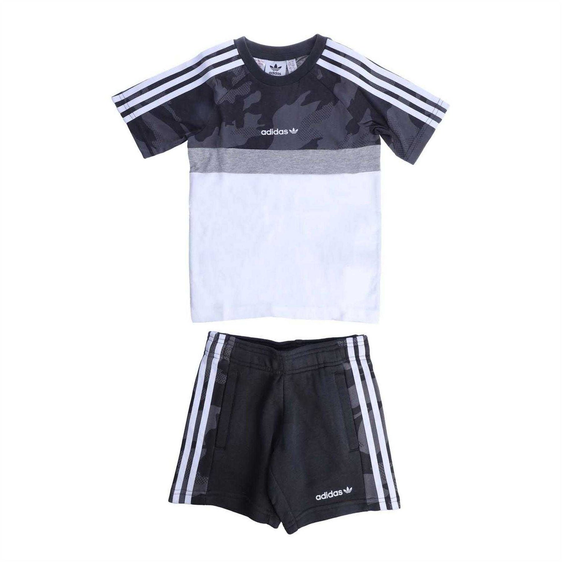 Black - Front - Adidas Childrens-Kids T-Shirt & Shorts Set