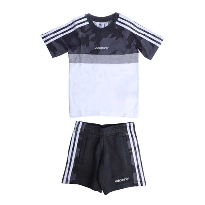 Black - Front - Adidas Childrens-Kids T-Shirt & Shorts Set