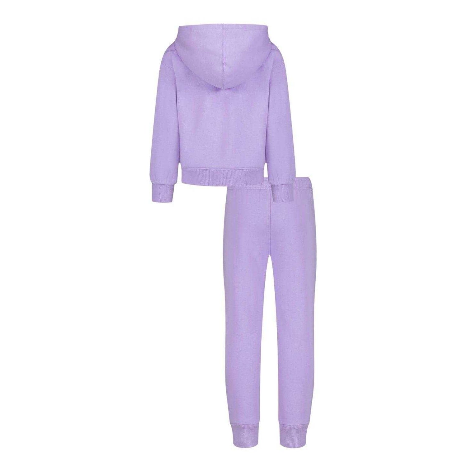 Lilac - Back - Under Armour Girls Chest Logo Hoodie And Joggers Set Set