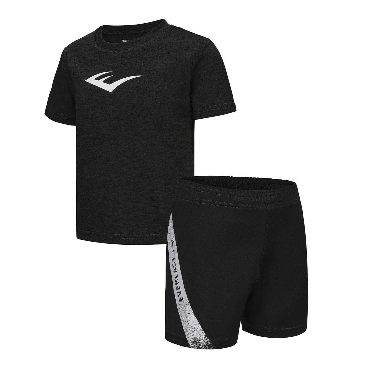 Black - Side - Everlast Boys Flex Logo T-Shirt & Shorts Set
