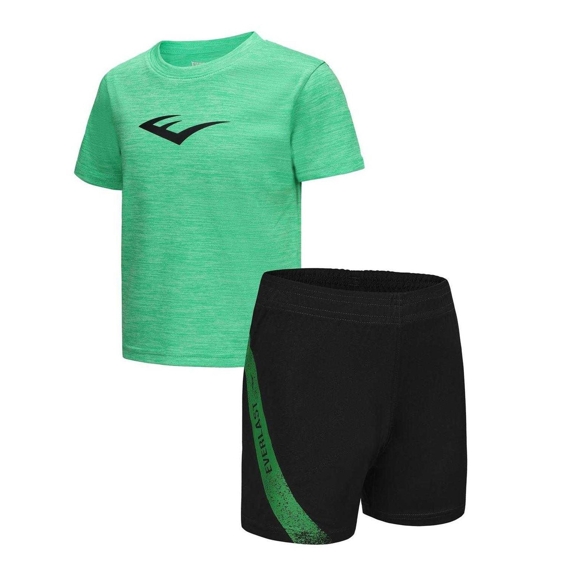 Hyper Green - Side - Everlast Boys Flex Logo T-Shirt & Shorts Set