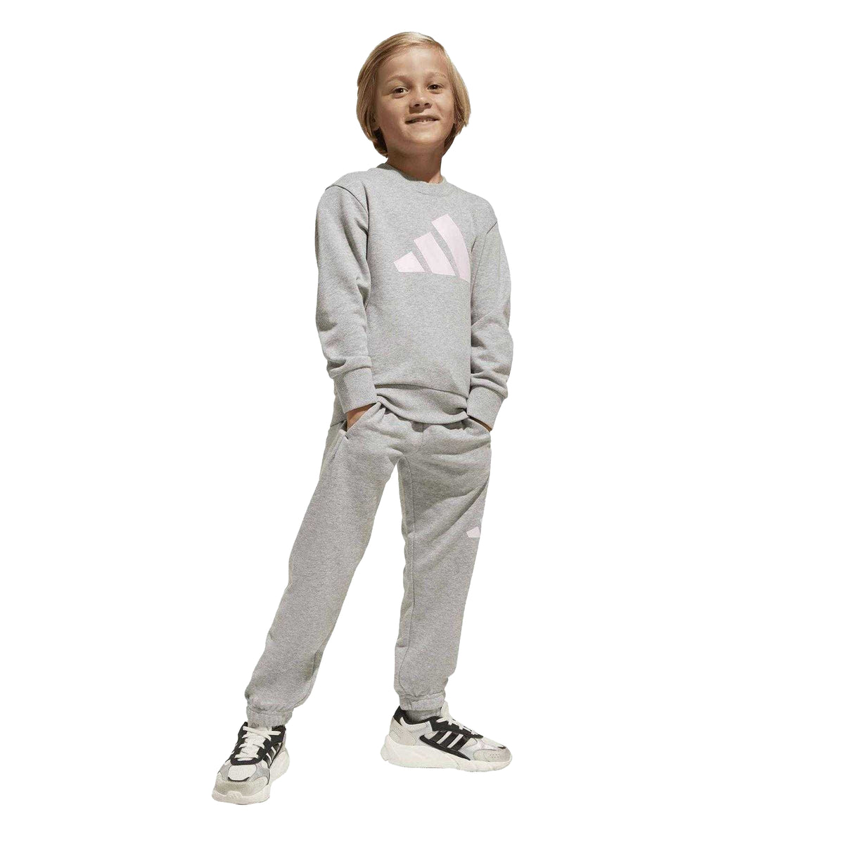 Grey - Side - Adidas Childrens-Kids Essentials Tracksuit