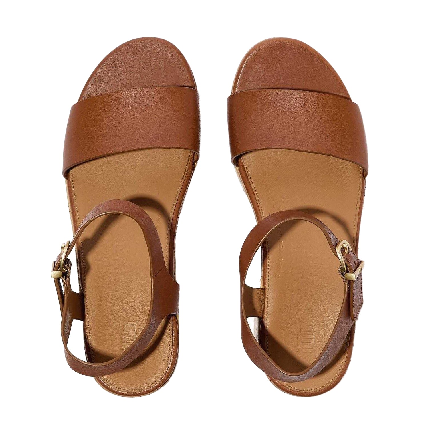 Rich Tan - Back - Fit Flop Womens-Ladies Leather Platform Flip Flops