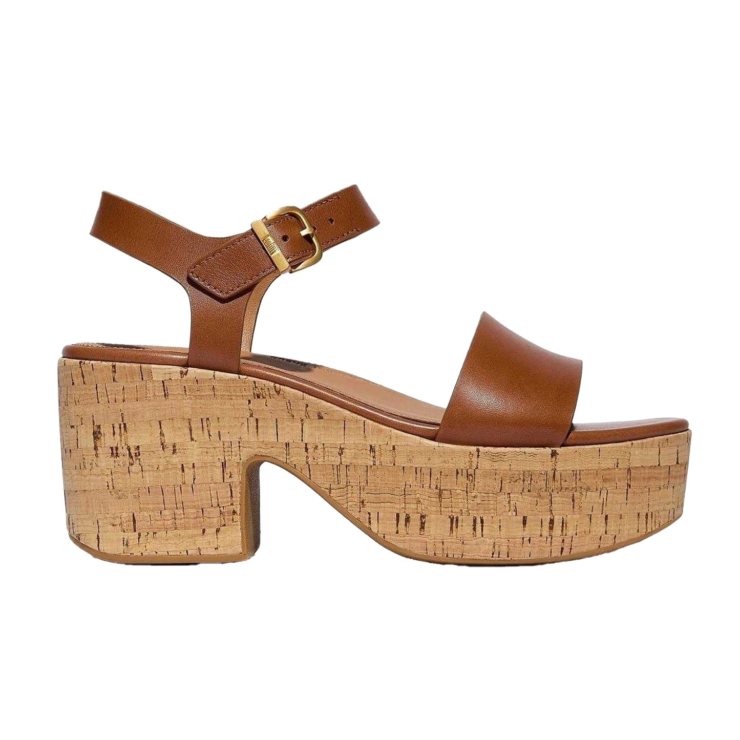 Rich Tan - Front - Fit Flop Womens-Ladies Leather Platform Flip Flops