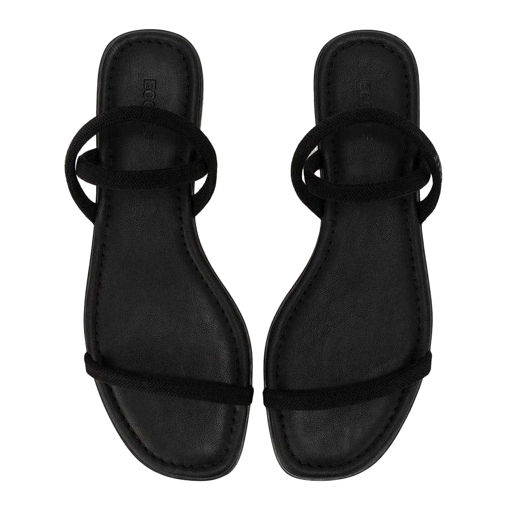 Total Black - Side - Ecco Womens-Ladies Delhi Toe Post Flatform Sandals