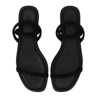 Total Black - Side - Ecco Womens-Ladies Delhi Toe Post Flatform Sandals