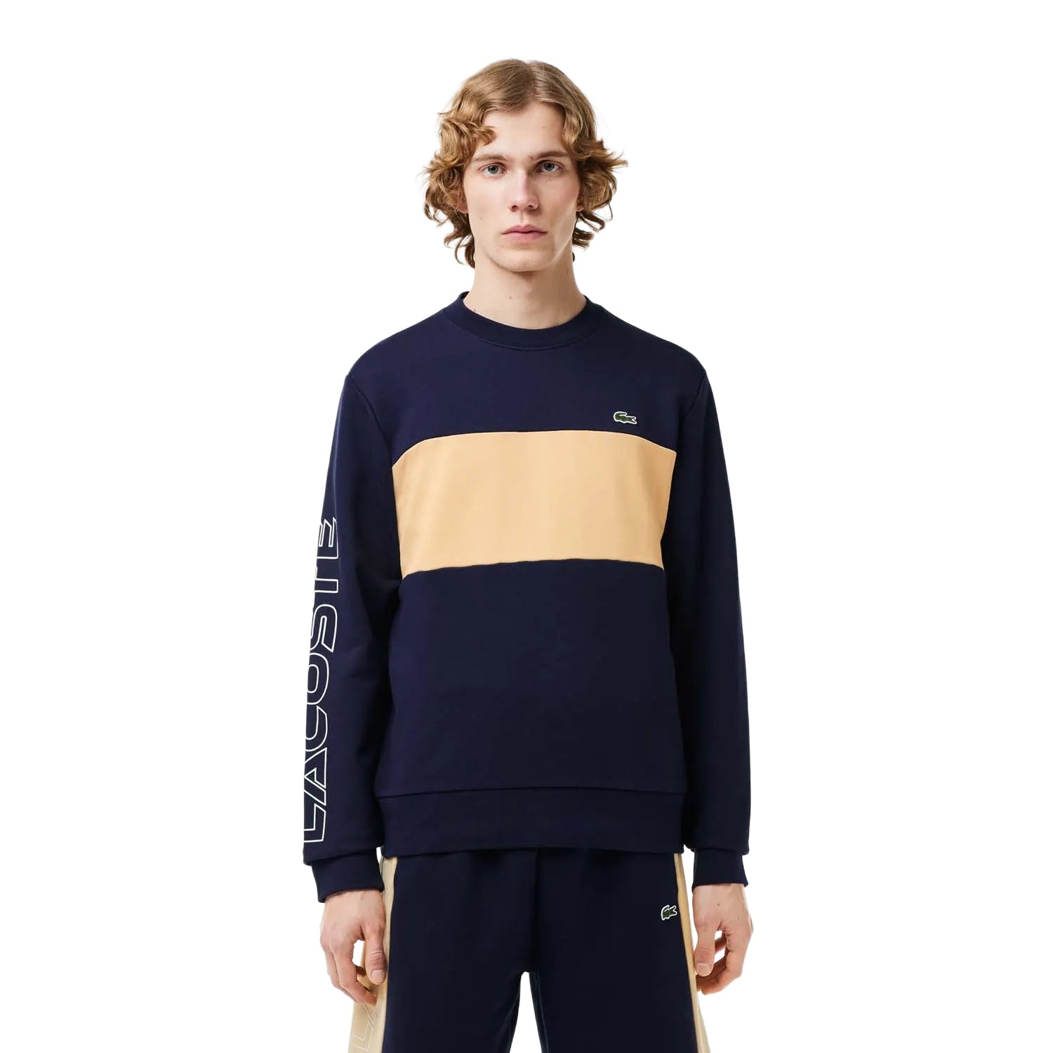 Navy - Side - Lacoste Unisex Adult Colour Block Crew Neck Sweatshirt