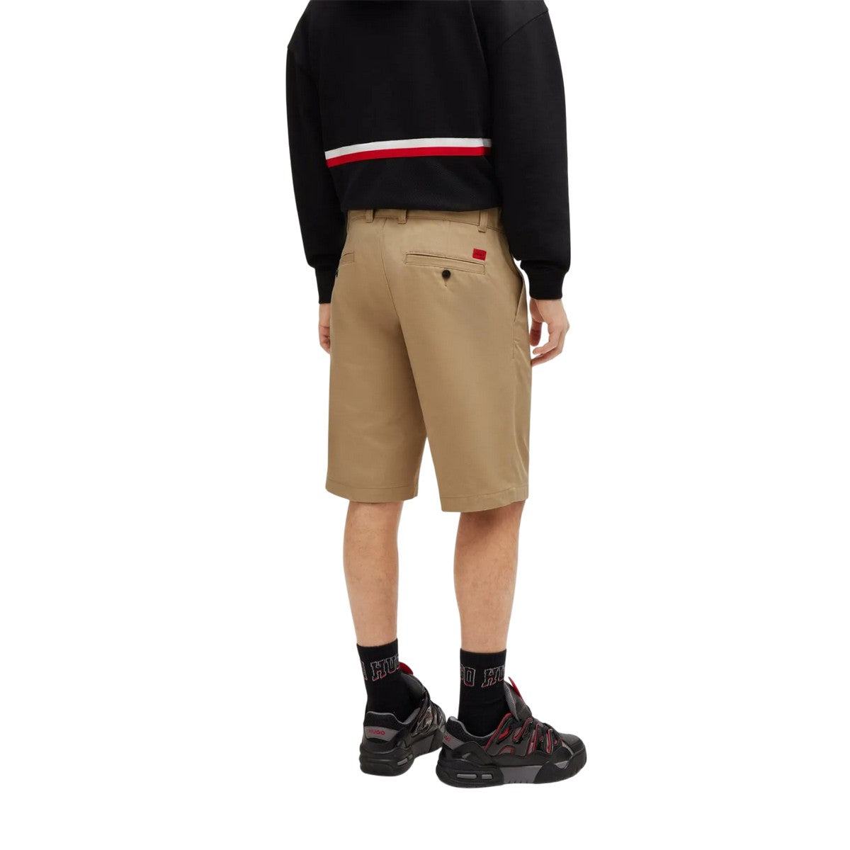 Beige - Side - Hugo Mens Darik241 Regular Shorts