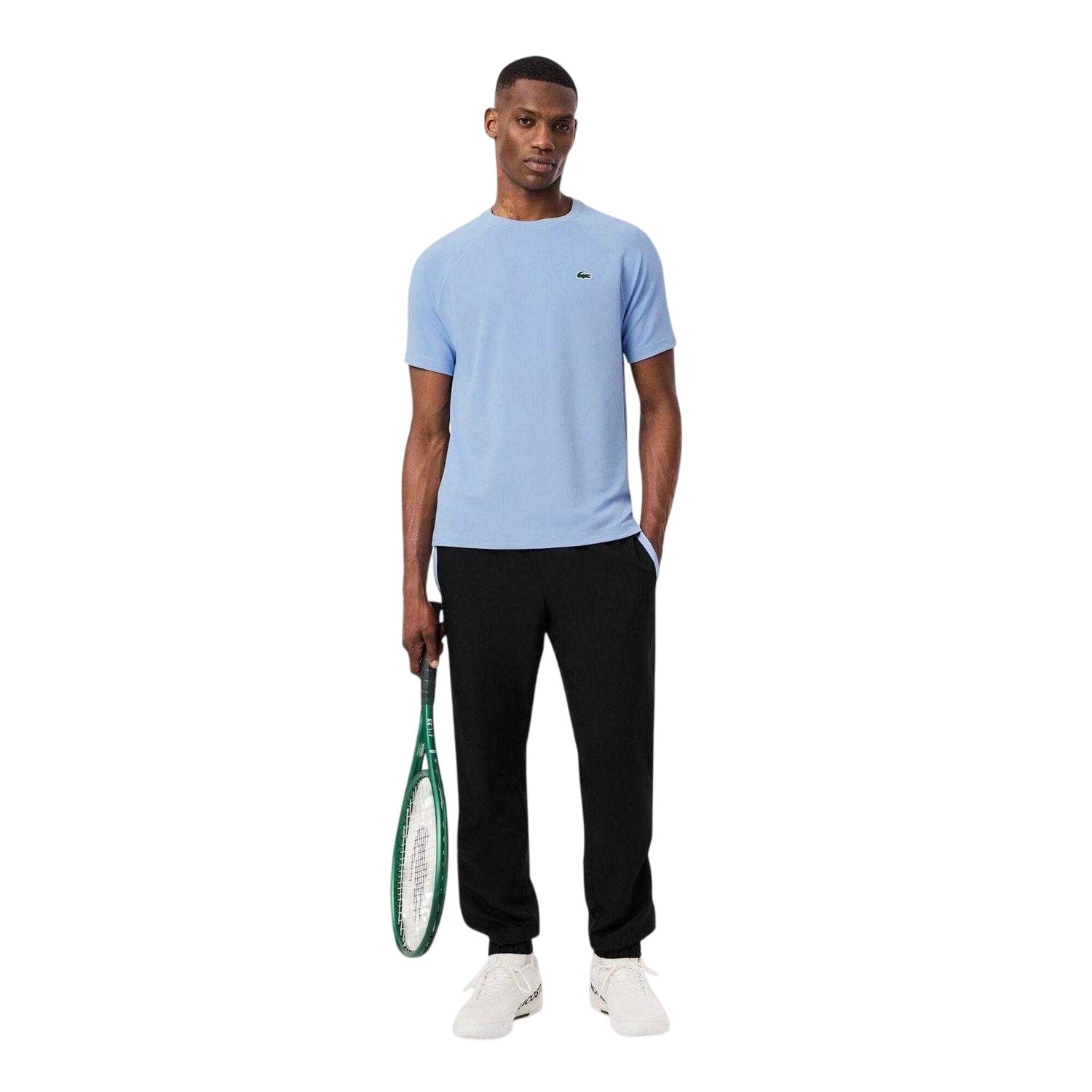 Blue - Lifestyle - Lacoste Mens Embroidered Logo Technical T-Shirt