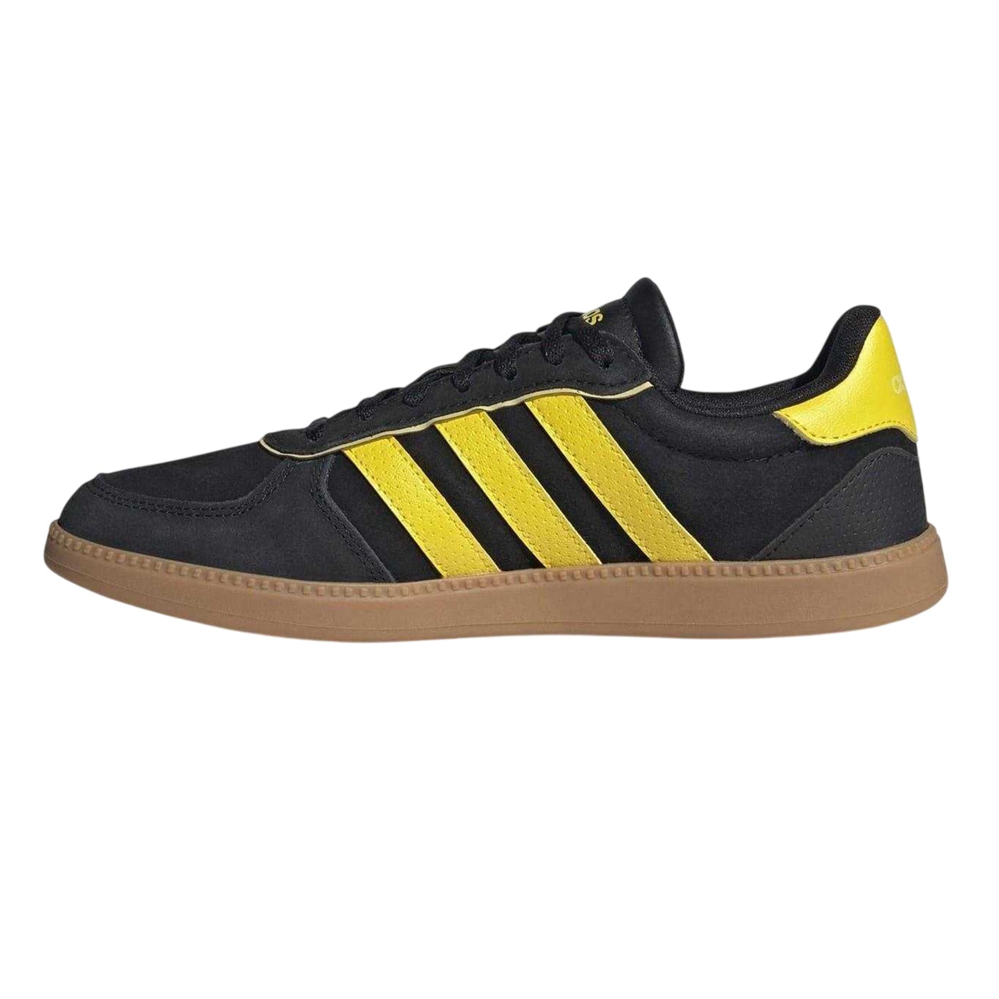 Black-Yellow-Gum - Side - Adidas Womens-Ladies Sleek Suede Trainers