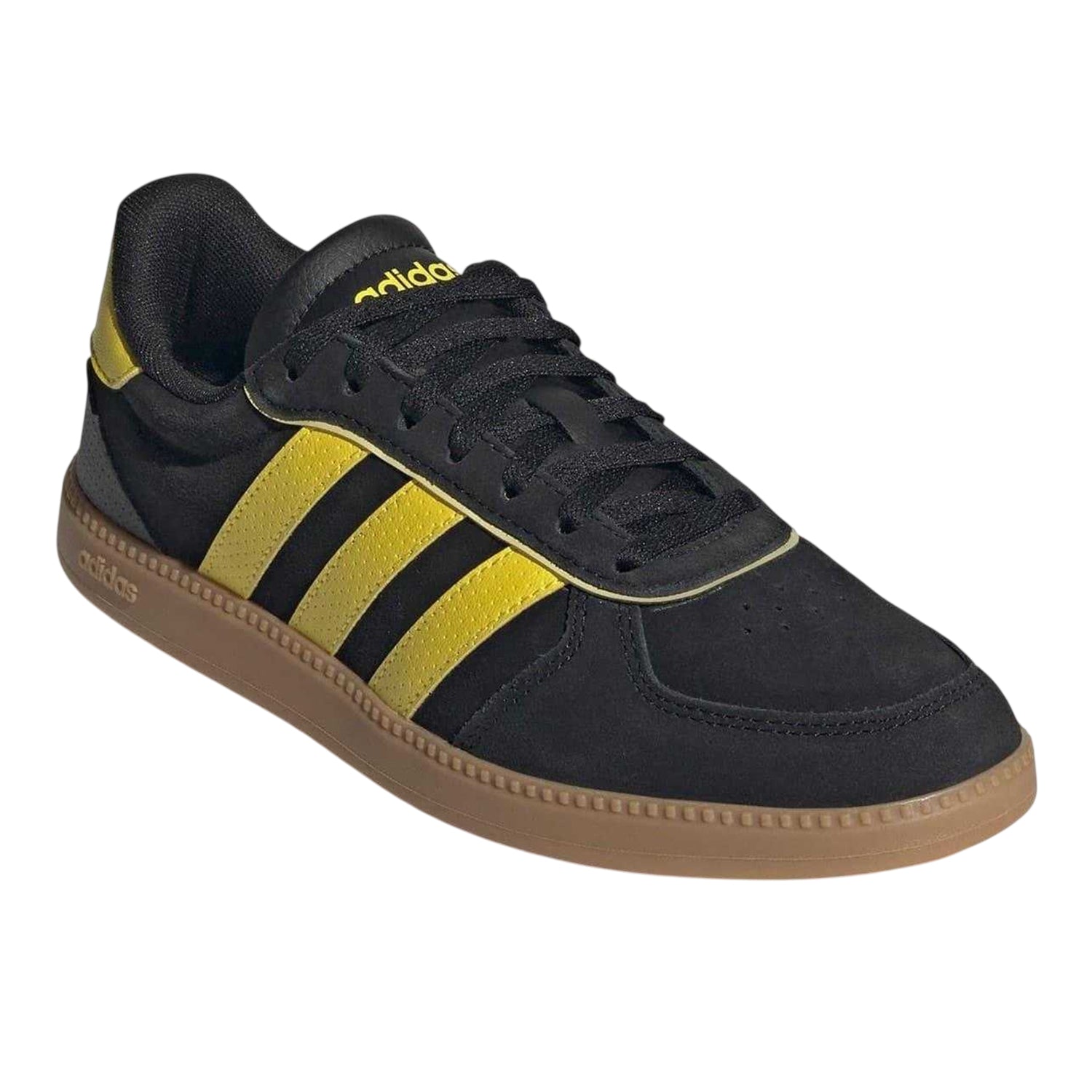 Black-Yellow-Gum - Pack Shot - Adidas Womens-Ladies Sleek Suede Trainers