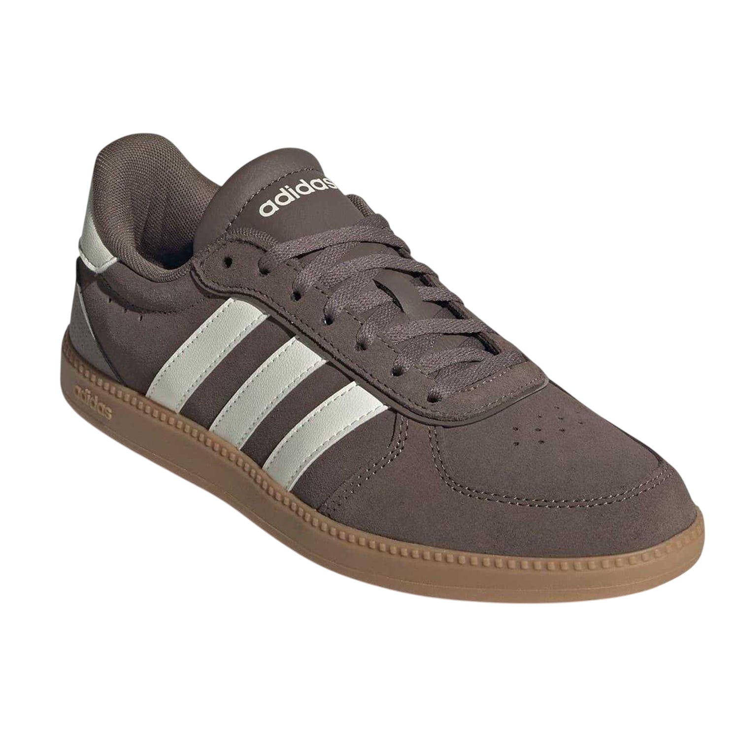 Brown-White-Gum - Pack Shot - Adidas Womens-Ladies Sleek Suede Trainers