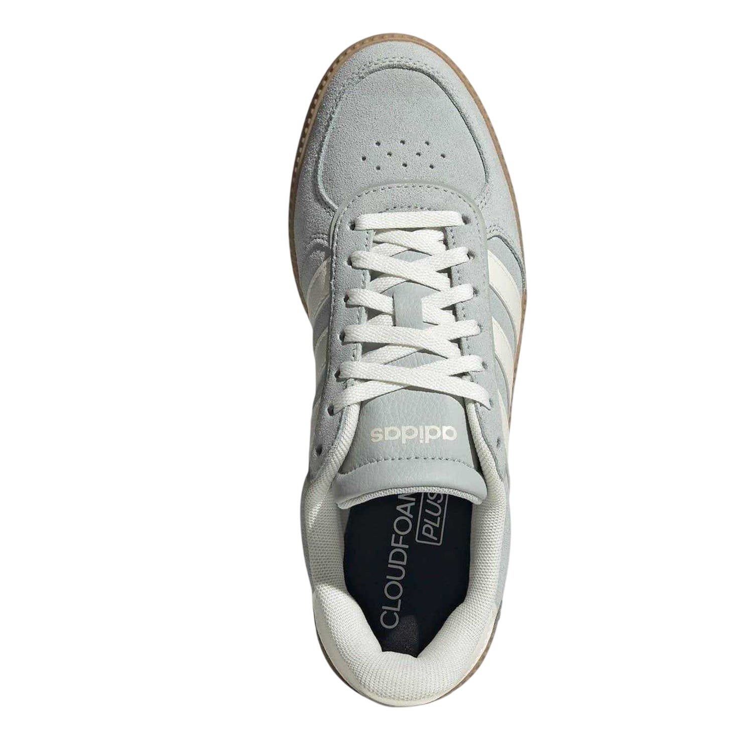 Grey-White-Gum - Pack Shot - Adidas Womens-Ladies Sleek Suede Trainers