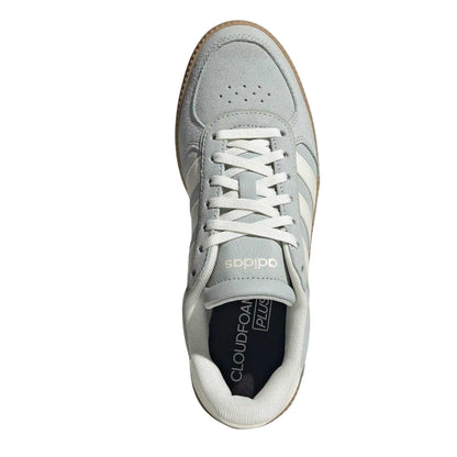 Grey-White-Gum - Pack Shot - Adidas Womens-Ladies Sleek Suede Trainers