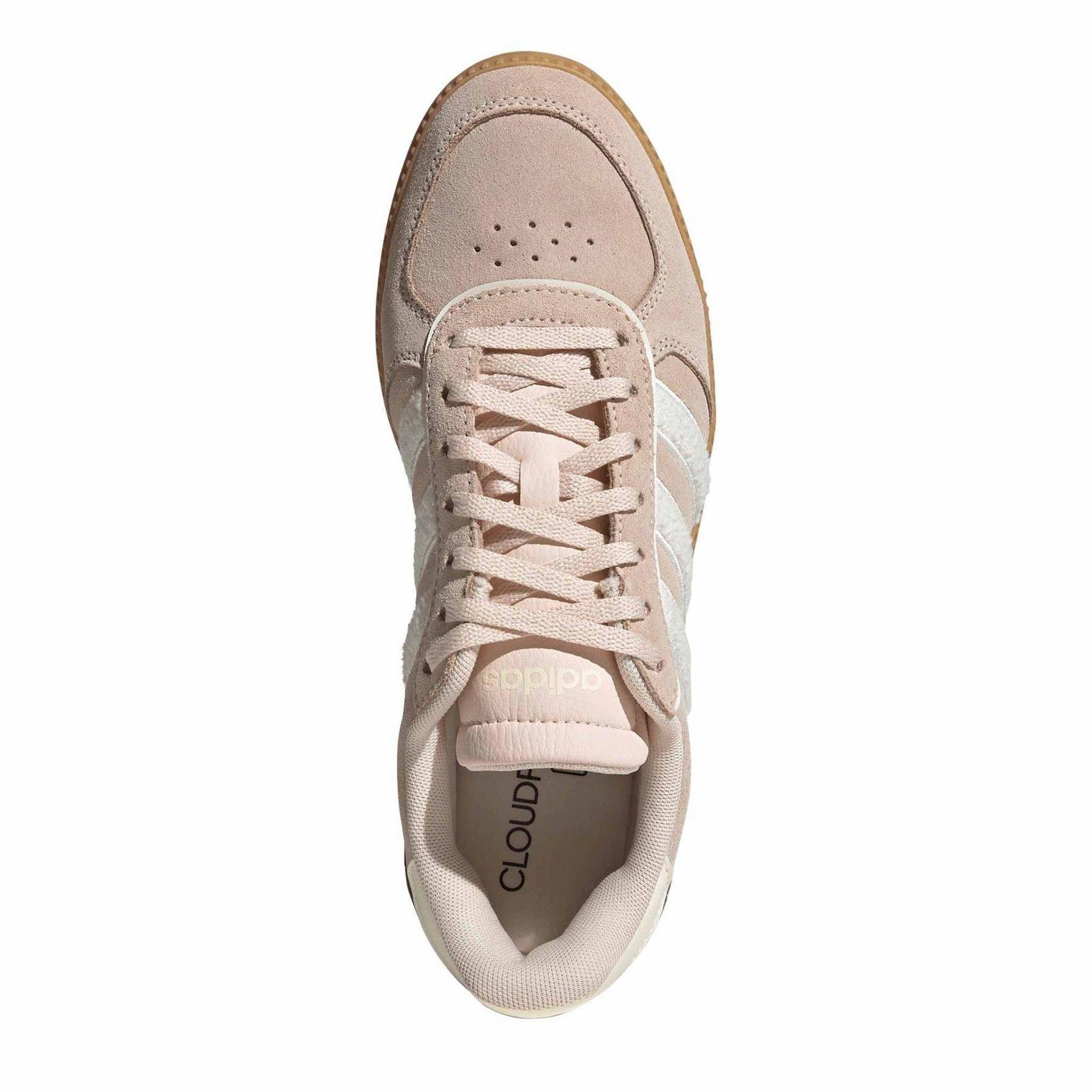 Pink-White - Pack Shot - Adidas Womens-Ladies Sleek Suede Trainers