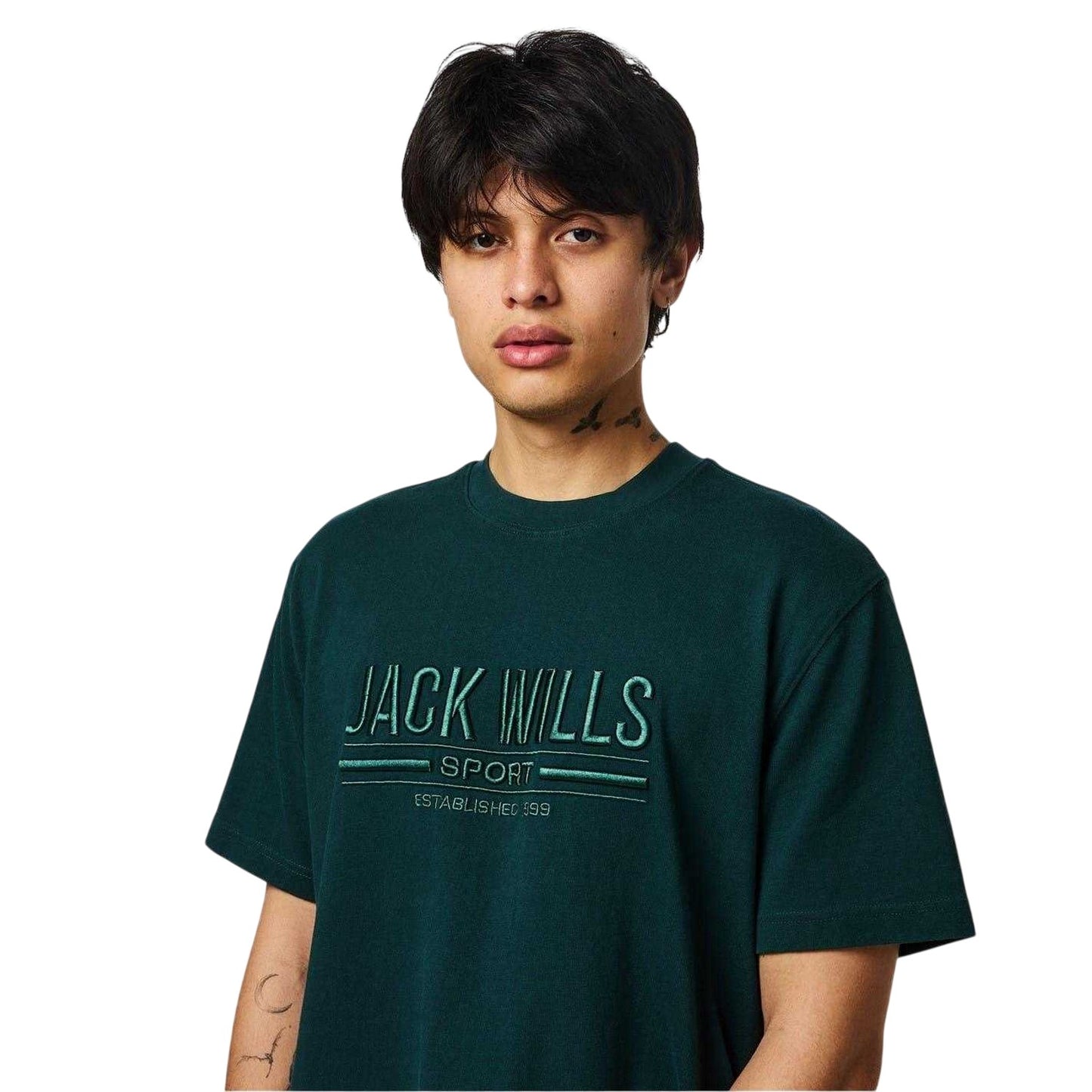 Evergreen - Side - Jack Wills Mens Embroidered Logo Regular T-Shirt