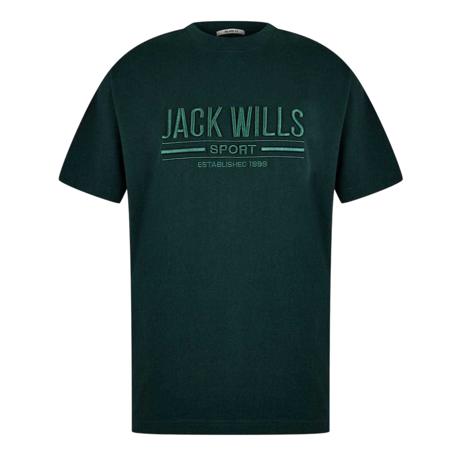 Evergreen - Front - Jack Wills Mens Embroidered Logo Regular T-Shirt