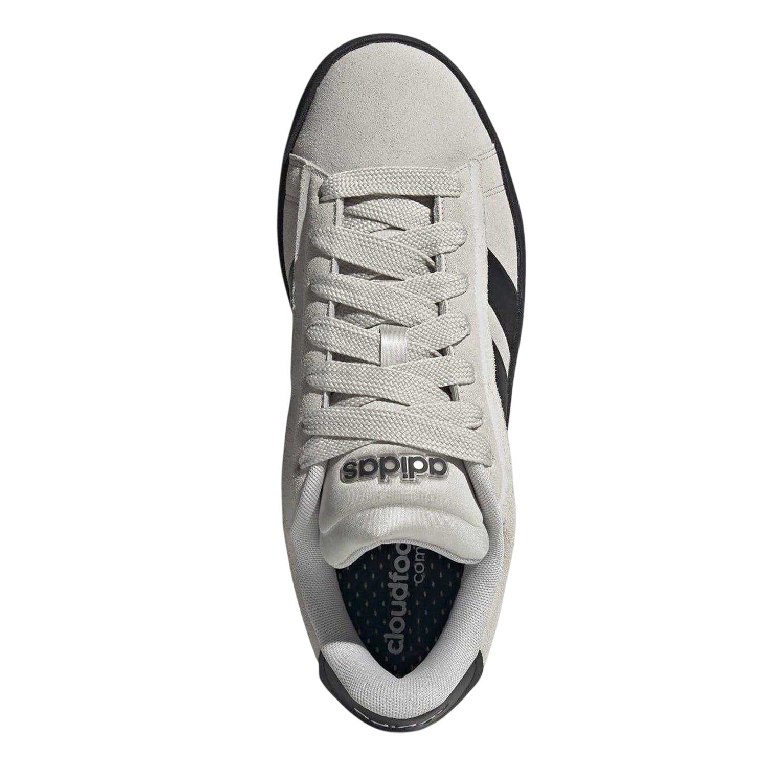 Grey-Black - Lifestyle - Adidas Mens Grand Court 3 Stripes Suede Trainers