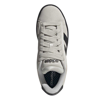 Grey-Black - Lifestyle - Adidas Mens Grand Court 3 Stripes Suede Trainers