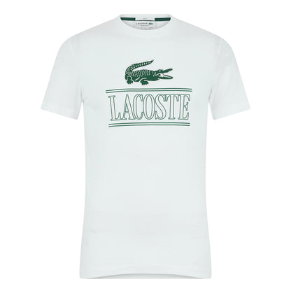 White - Front - Lacoste Mens Graphic Print T-Shirt