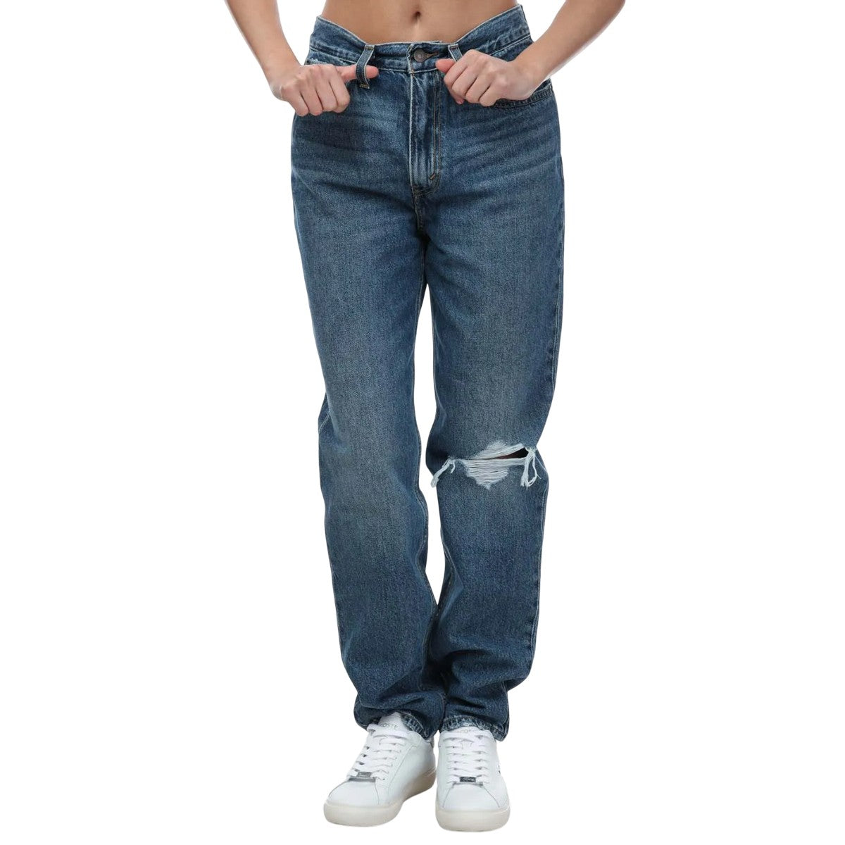 Denim - Front - Levis Womens-Ladies 80´s Leather Patch Mom Jeans