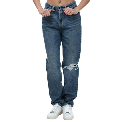 Denim - Front - Levis Womens-Ladies 80´s Leather Patch Mom Jeans