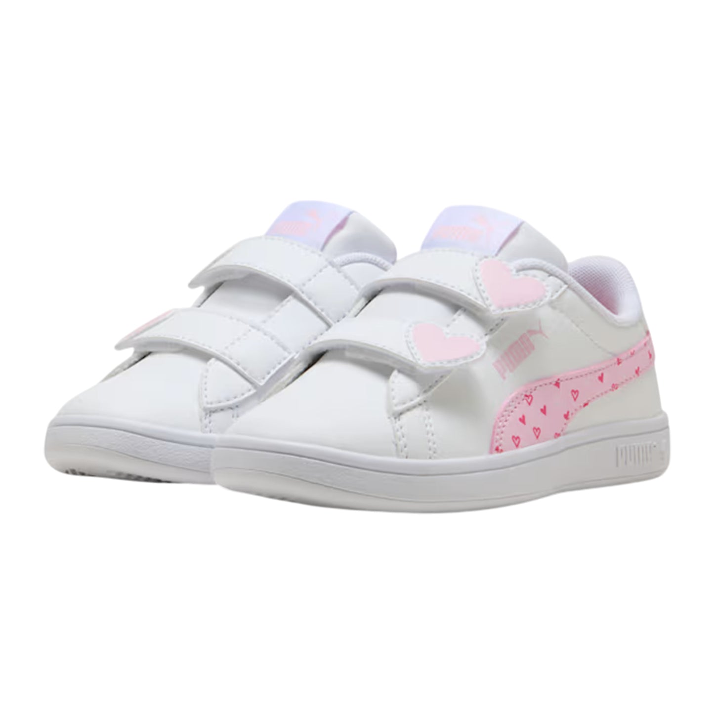White-Pink - Pack Shot - Puma Childrens-Kids 3.0 Glitter Flat Trainers