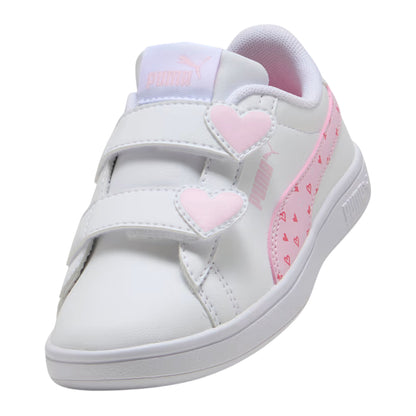 White-Pink - Close up - Puma Childrens-Kids 3.0 Glitter Flat Trainers