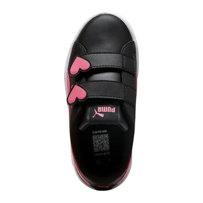 Black-Pink - Side - Puma Childrens-Kids 3.0 Glitter Flat Trainers
