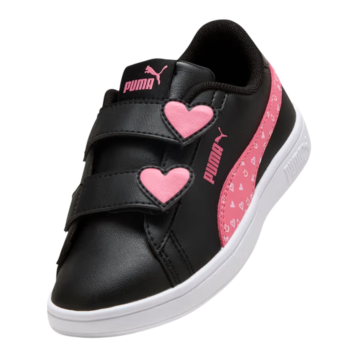 Black-Pink - Close up - Puma Childrens-Kids 3.0 Glitter Flat Trainers