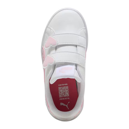White-Pink - Side - Puma Childrens-Kids 3.0 Glitter Flat Trainers
