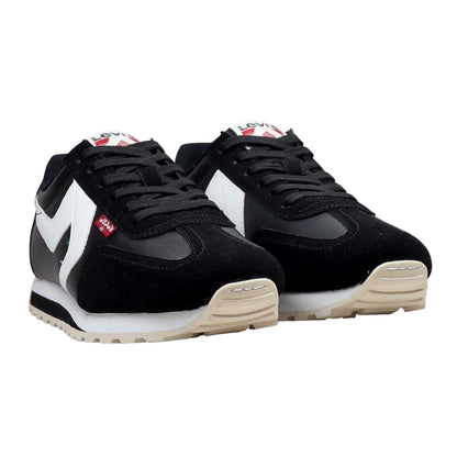 Black-White - Pack Shot - Levis Womens-Ladies Leather Trainers