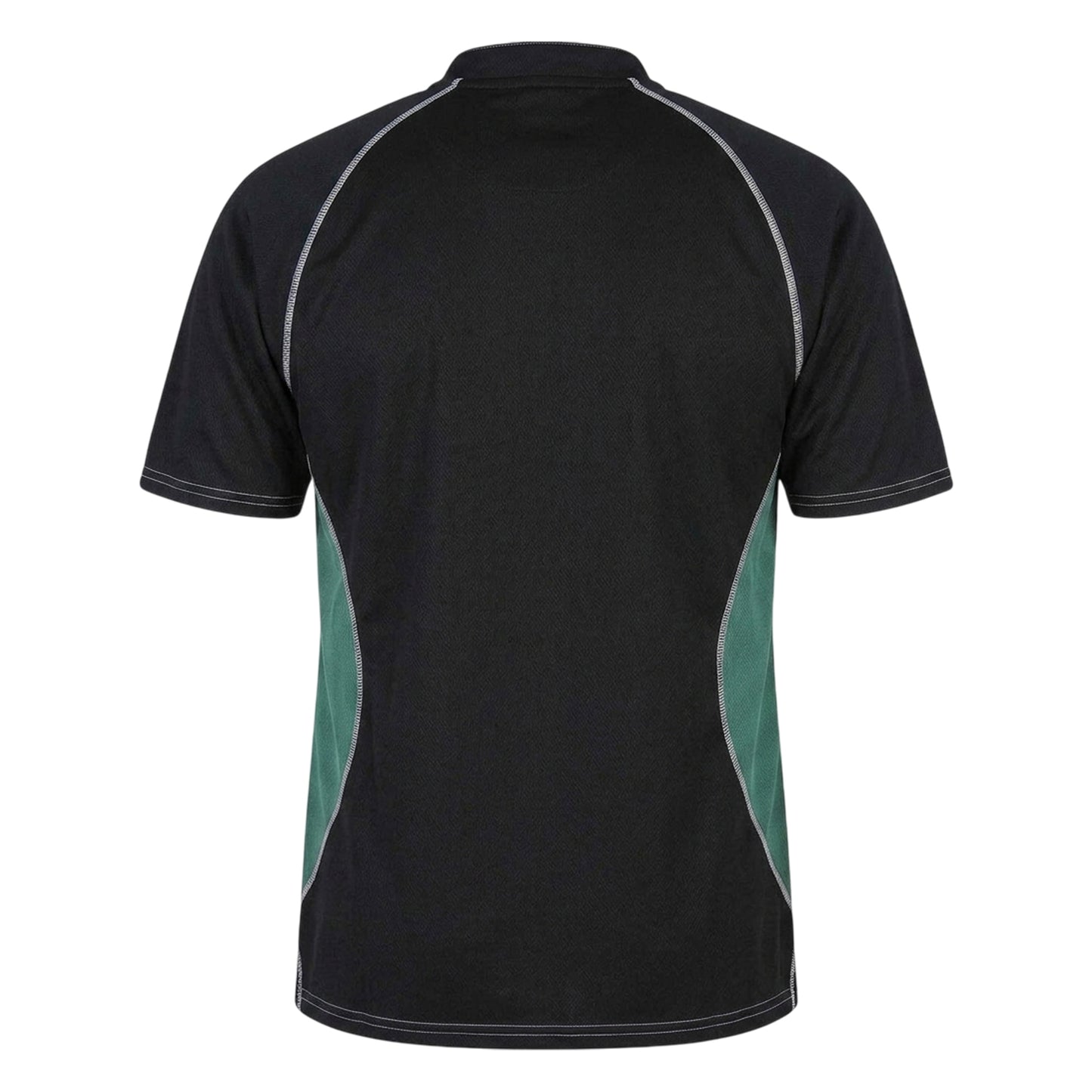 Black-Green - Back - Gilbert Mens Contrast Panel Regular Raglan Rugby Shirt
