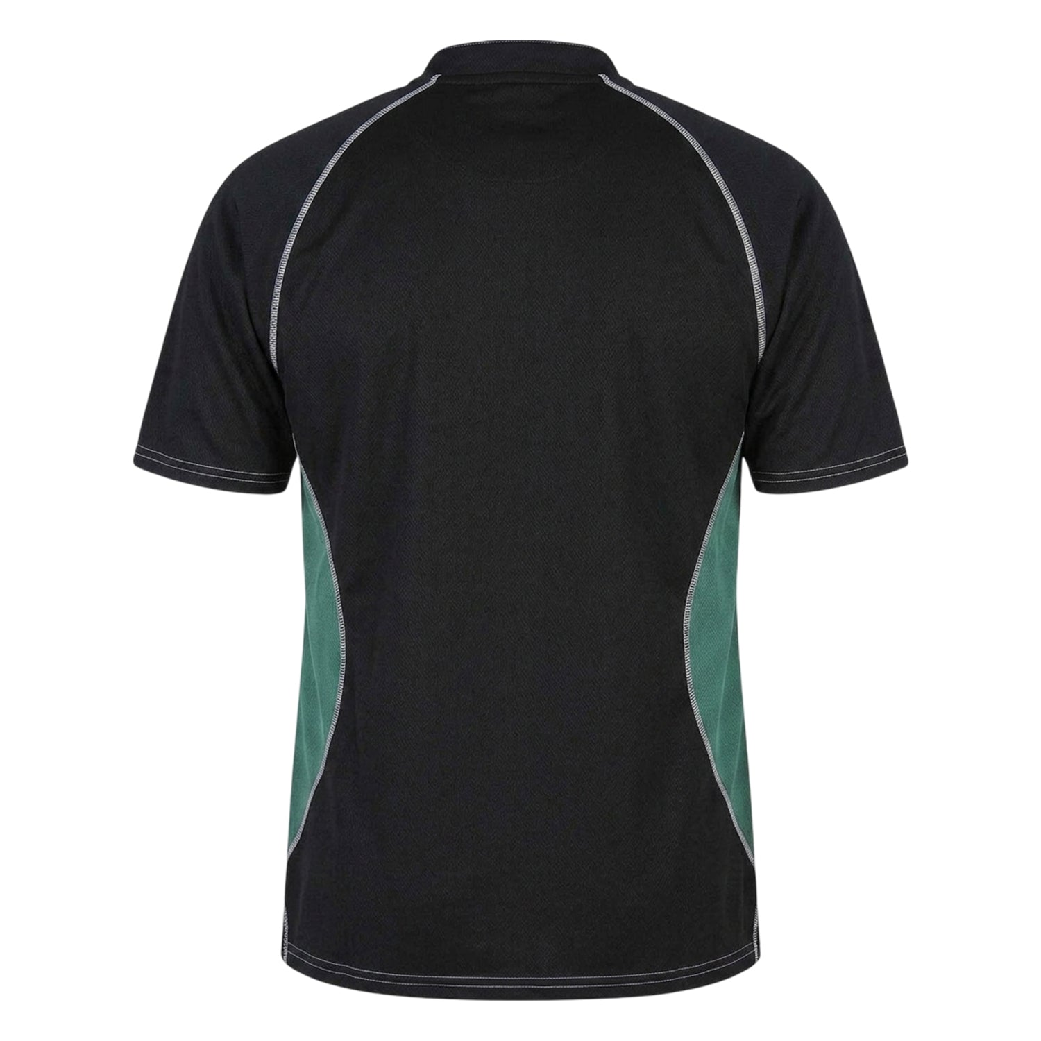 Black-Green - Back - Gilbert Mens Contrast Panel Regular Raglan Rugby Shirt
