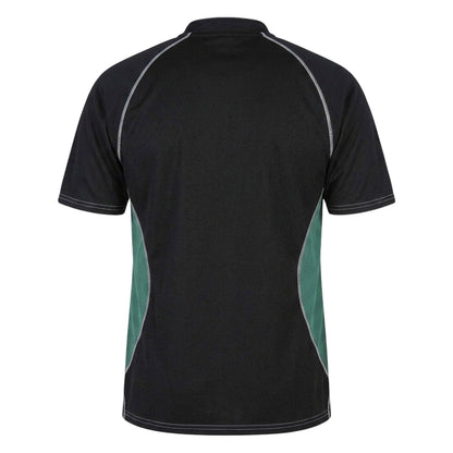 Black-Green - Back - Gilbert Mens Contrast Panel Regular Raglan Rugby Shirt