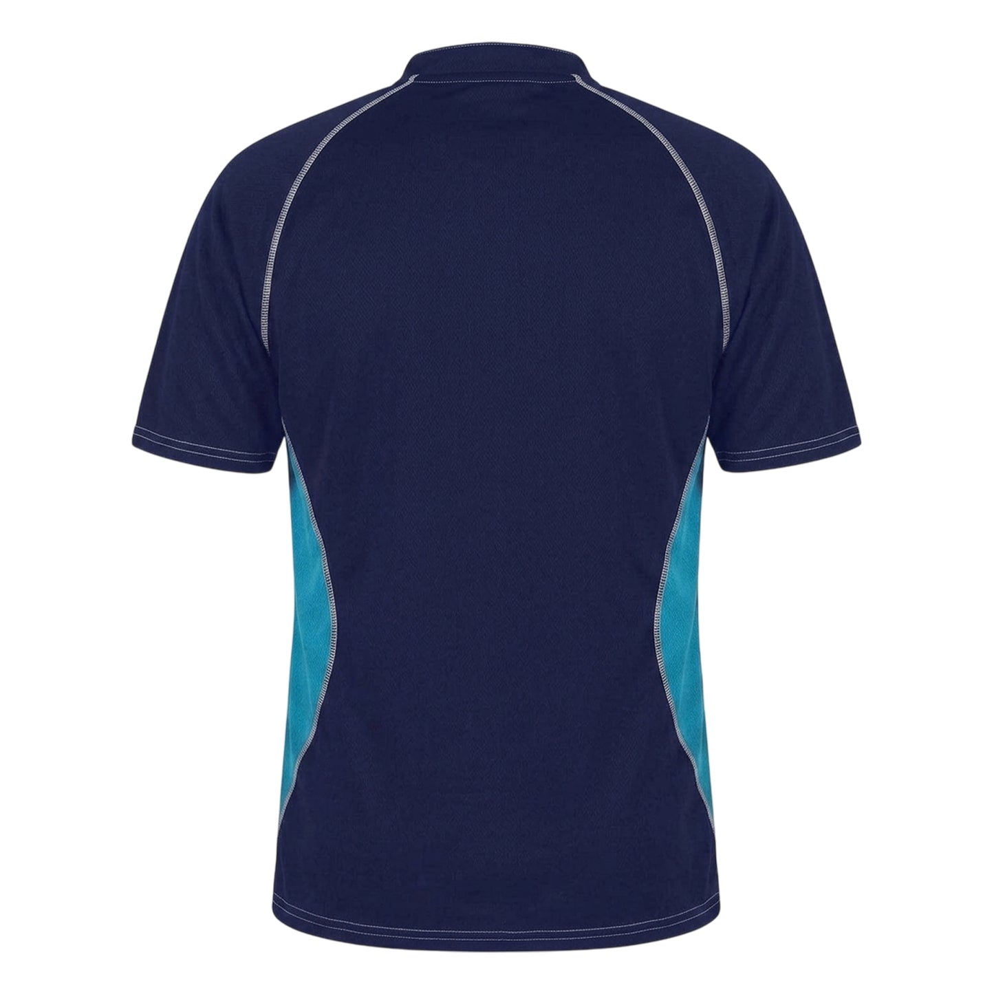 Navy-Light Sky - Back - Gilbert Mens Contrast Panel Regular Raglan Rugby Shirt