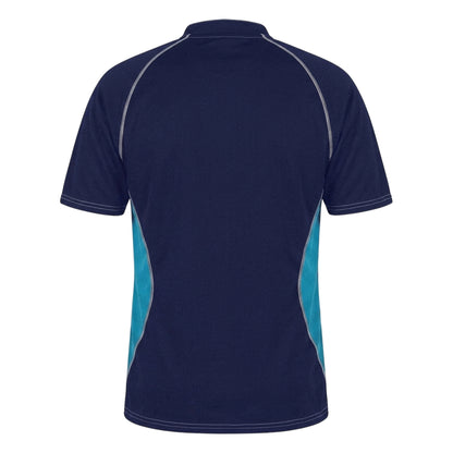 Navy-Light Sky - Back - Gilbert Mens Contrast Panel Regular Raglan Rugby Shirt