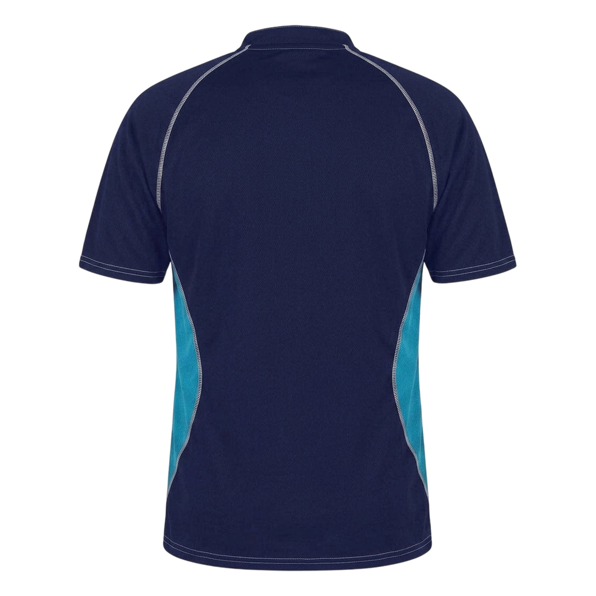 Navy-Light Sky - Back - Gilbert Mens Contrast Panel Regular Raglan Rugby Shirt