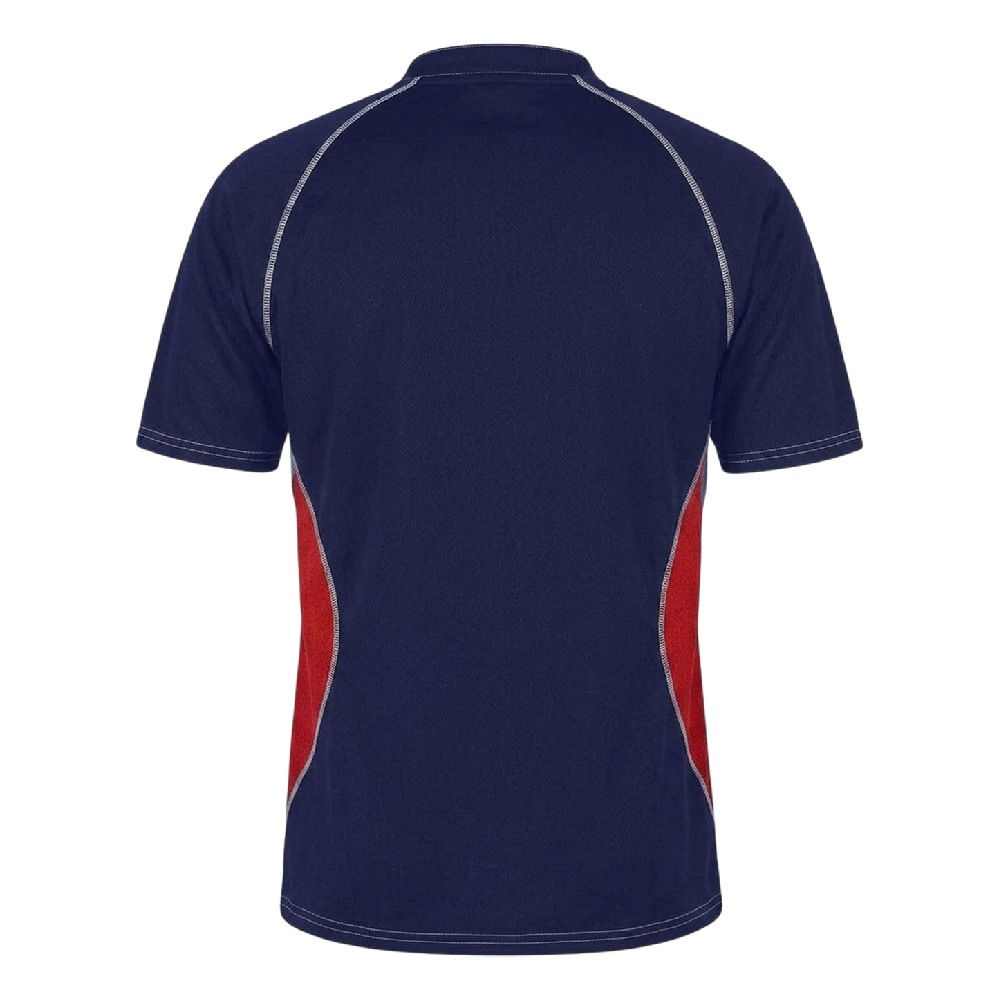 Navy-Red - Back - Gilbert Mens Contrast Panel Regular Raglan Rugby Shirt