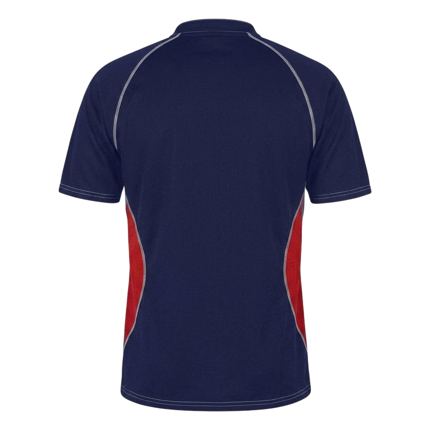 Navy-Red - Back - Gilbert Mens Contrast Panel Regular Raglan Rugby Shirt