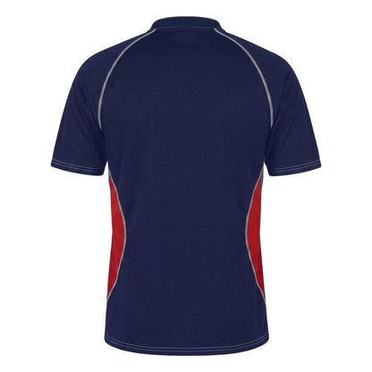 Navy-Red - Back - Gilbert Mens Contrast Panel Regular Raglan Rugby Shirt