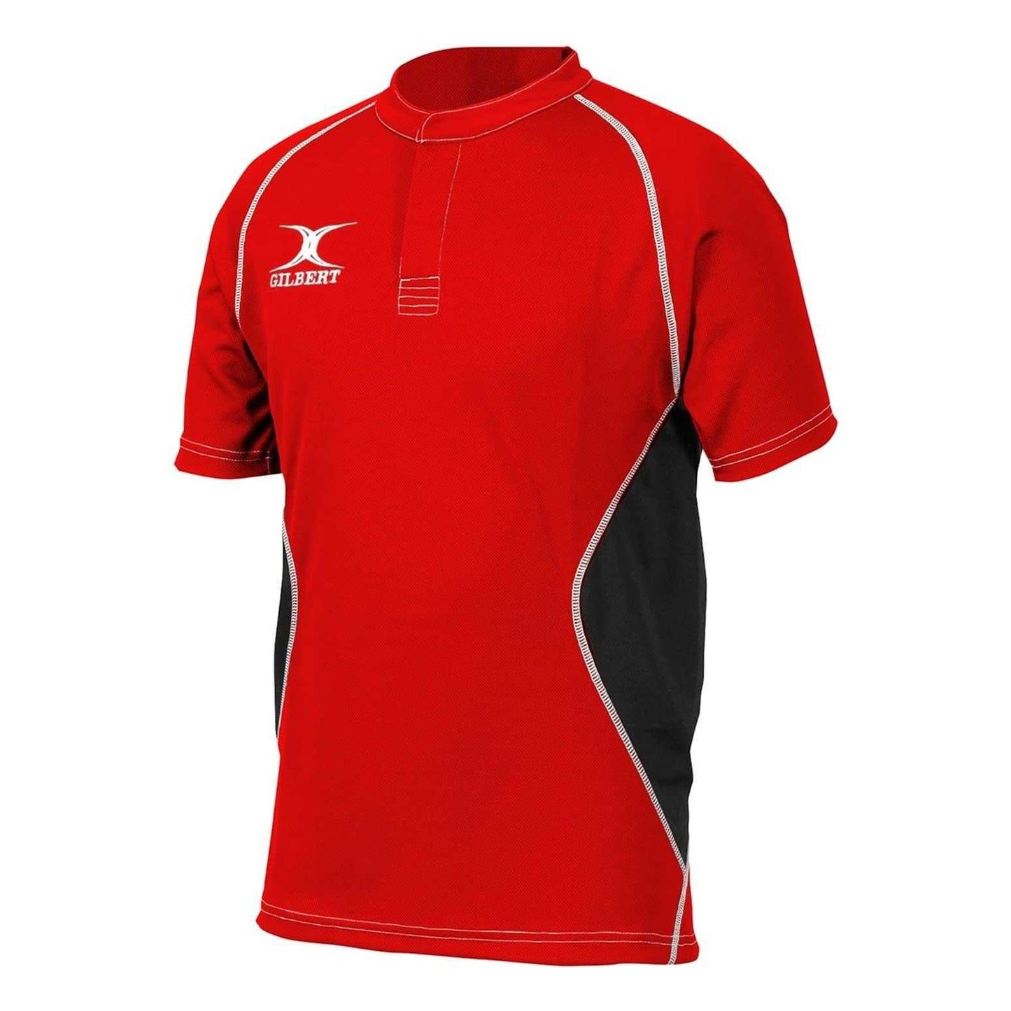 Red-Black - Front - Gilbert Mens Contrast Panel Regular Raglan Rugby Shirt