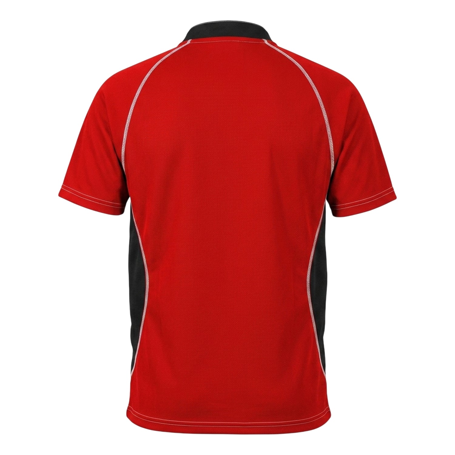 Red-Black - Back - Gilbert Mens Contrast Panel Regular Raglan Rugby Shirt