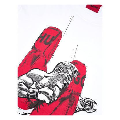 White - Side - Hugo Boss Mens Boxing Gloves Regular T-Shirt