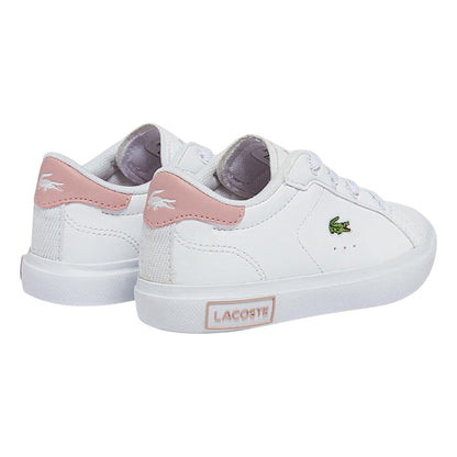 White-Pink - Back - Lacoste Childrens-Kids Powercourt Trainers